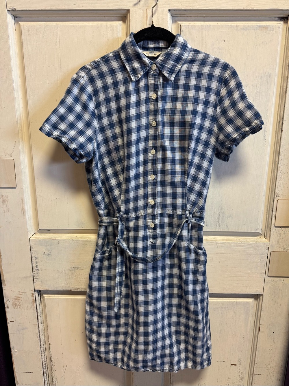 Women’s Max Studio Blue Gingham Button-Up Dress